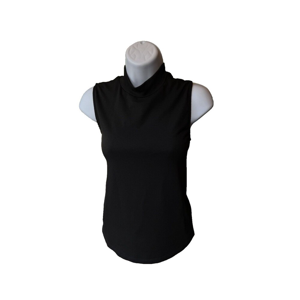cupcakes and cashmere Shirt Top Size Small Sleeveless Black Mock Turtleneck EUC